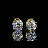 14K Yellow Gold Round Brilliant Cut Lab Diamond Stud Earrings - 1.57 Carat Total Weight, E-F Color VS1 Clarity - Covaloro Fine Jewelry