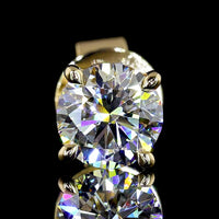 14K Yellow Gold Round Brilliant Cut Lab Diamond Stud Earrings - 1.57 Carat Total Weight, E-F Color VS1 Clarity - Covaloro Fine Jewelry
