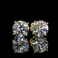 14K Yellow Gold Round Brilliant Cut Lab Diamond Stud Earrings - 4.43 Total Carat Weight, E-F VVS2 Clarity - Covaloro Fine Jewelry