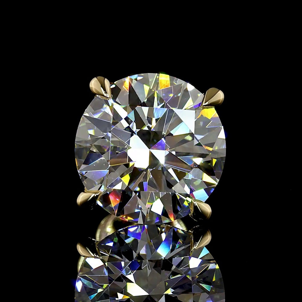 14K Yellow Gold Round Brilliant Cut Lab Diamond Stud Earrings - 4.43 Total Carat Weight, E-F VVS2 Clarity - Covaloro Fine Jewelry