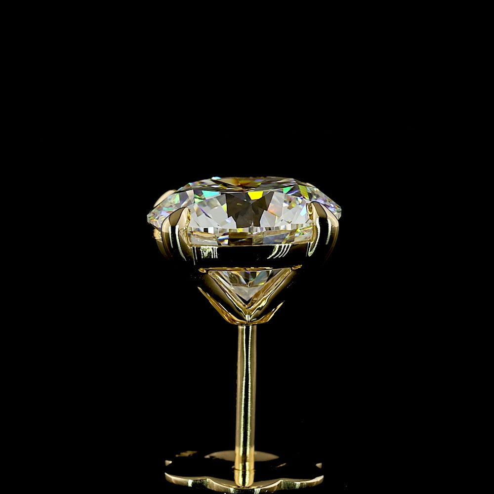 14K Yellow Gold Round Brilliant Cut Lab Diamond Stud Earrings - 4.43 Total Carat Weight, E-F VVS2 Clarity - Covaloro Fine Jewelry