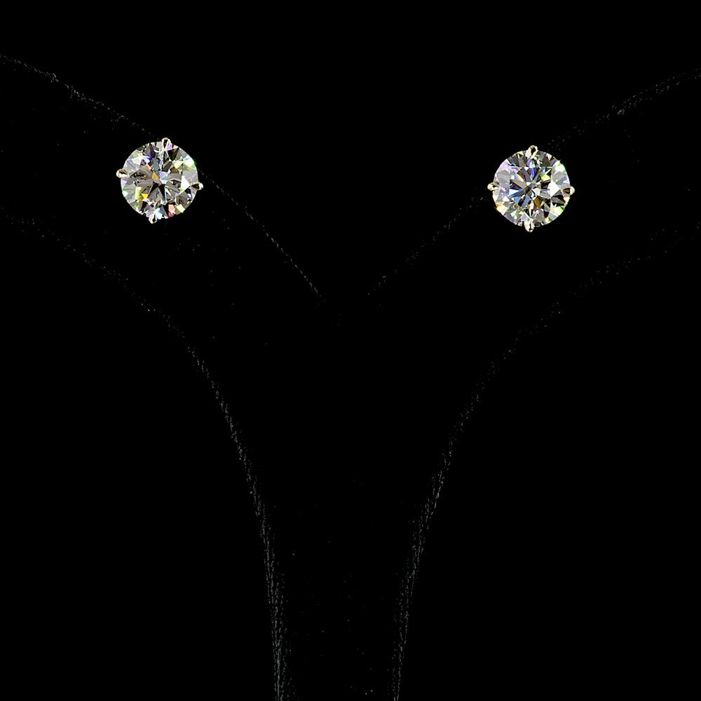 14K Yellow Gold Round Brilliant Cut Lab Diamond Stud Earrings - 5.50 Carat Total Weight, E-F VVS2 - Covaloro Fine Jewelry
