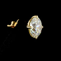 14K Yellow Gold Round Brilliant Cut Lab Diamond Stud Earrings - 6.38 Carat Total Diamond Weight, E-F Color, VS1 Clarity - Covaloro Fine Jewelry