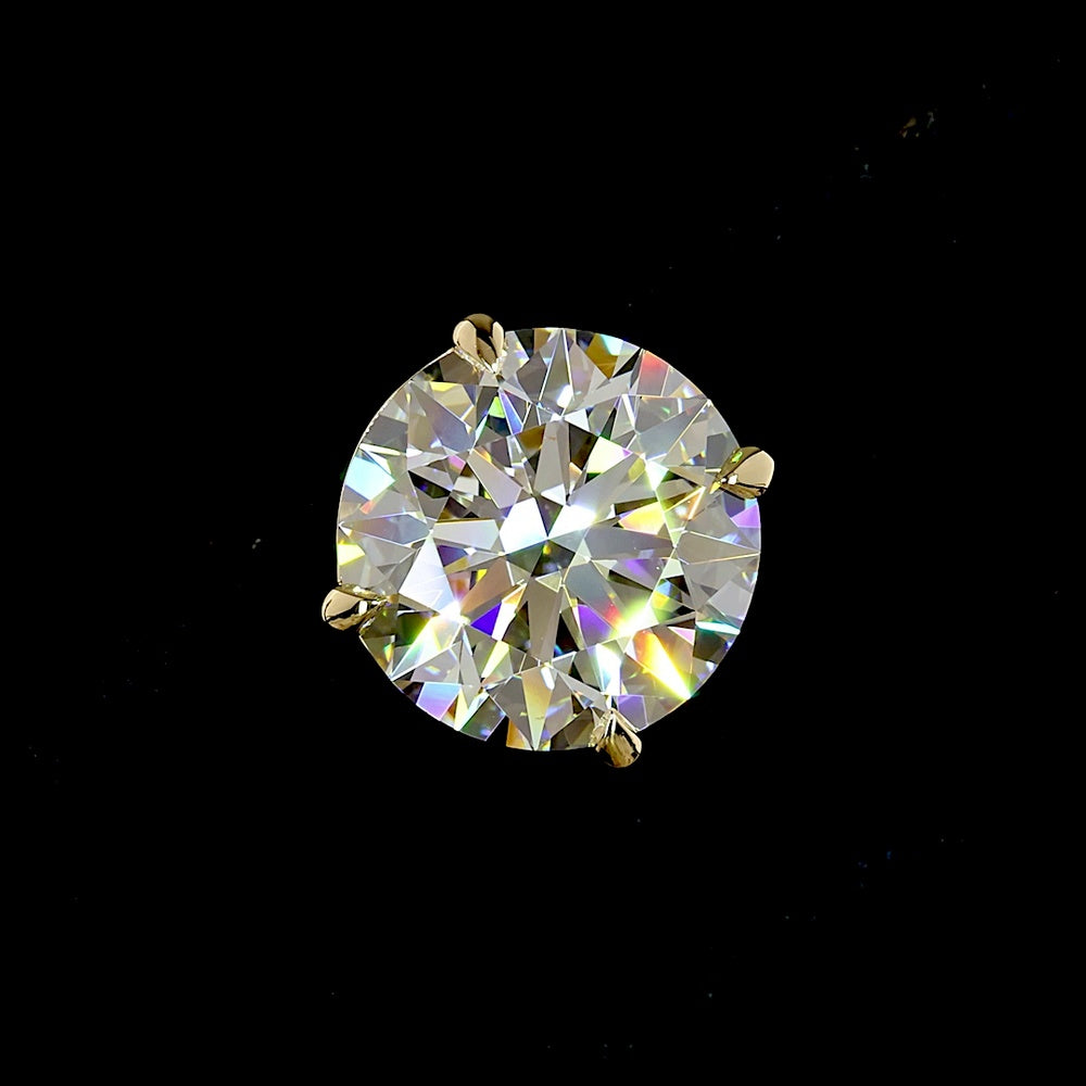14K Yellow Gold Round Brilliant Cut Lab Diamond Stud Earrings - 7.04 Total Carat Weight, E-F Color, VS1 Clarity - Covaloro Fine Jewelry