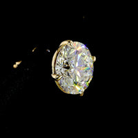 14K Yellow Gold Round Brilliant Cut Lab Diamond Stud Earrings - 7.04 Total Carat Weight, E-F Color, VS1 Clarity - Covaloro Fine Jewelry