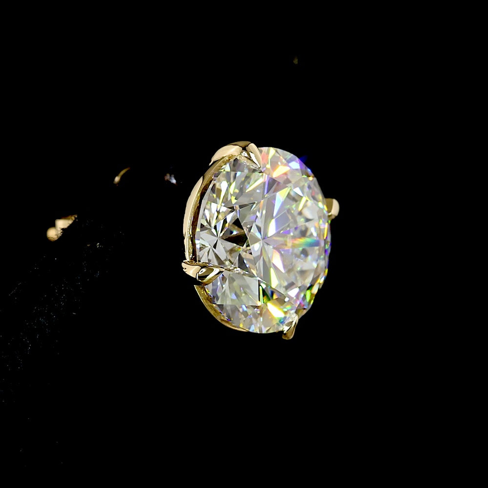 14K Yellow Gold Round Brilliant Cut Lab Diamond Stud Earrings - 7.04 Total Carat Weight, E-F Color, VS1 Clarity - Covaloro Fine Jewelry