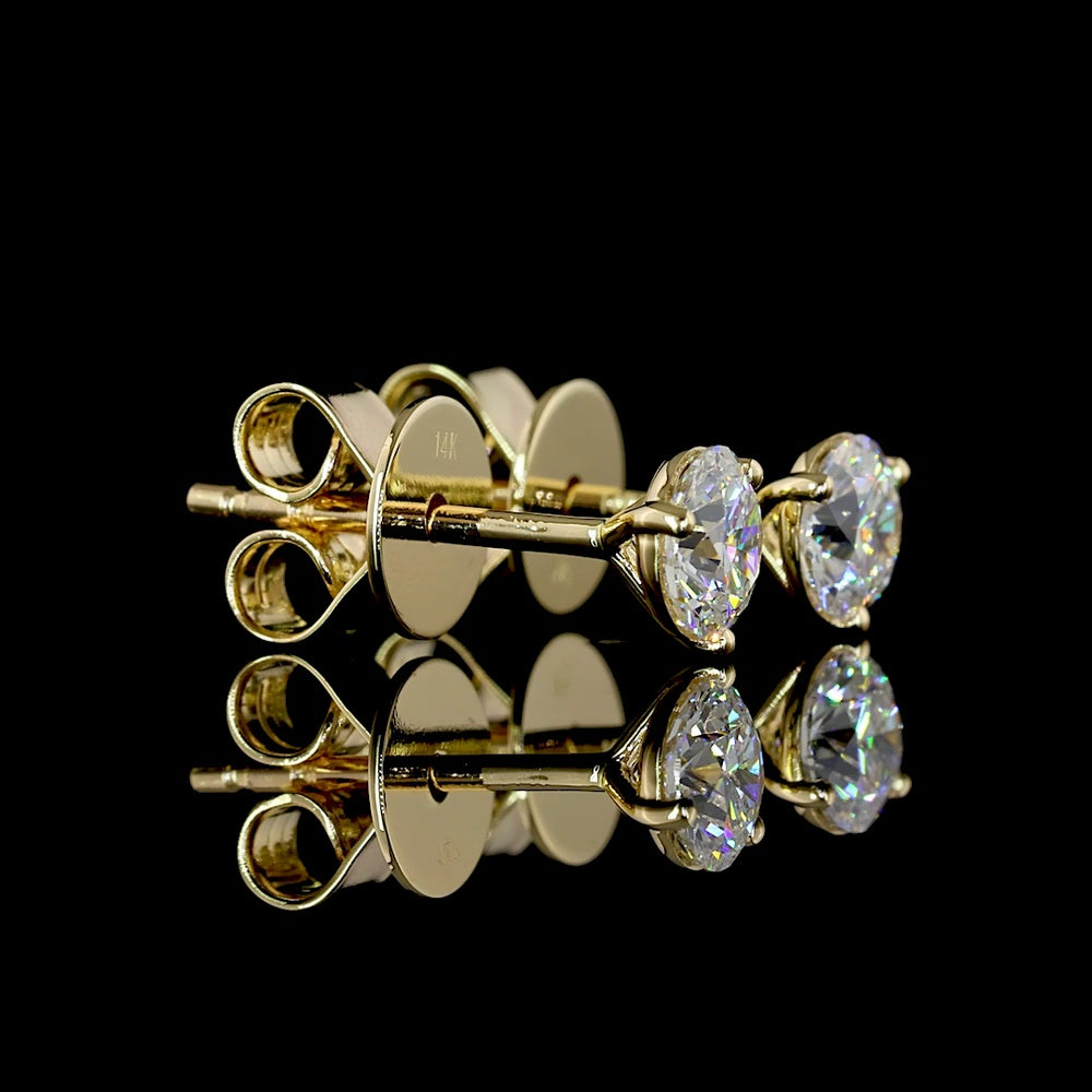 14K Yellow Gold Round Brilliant Cut Martini Stud Earrings with Lab Diamonds - 0.60 Carats Total Diamond Weight (E Color, VS1 Clarity) - Covaloro Fine Jewelry