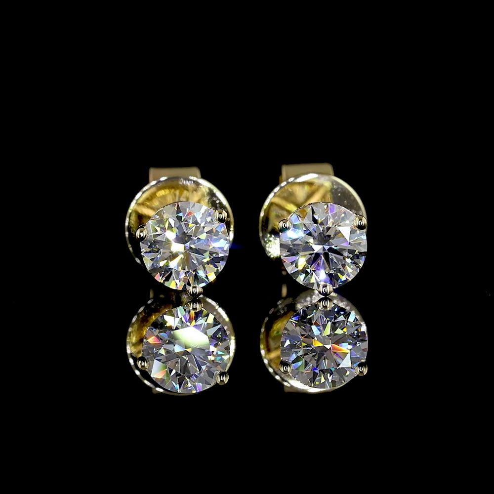 14K Yellow Gold Round Brilliant Cut Martini Stud Earrings with Lab Diamonds - 0.60 Carats Total Diamond Weight (E Color, VS1 Clarity) - Covaloro Fine Jewelry