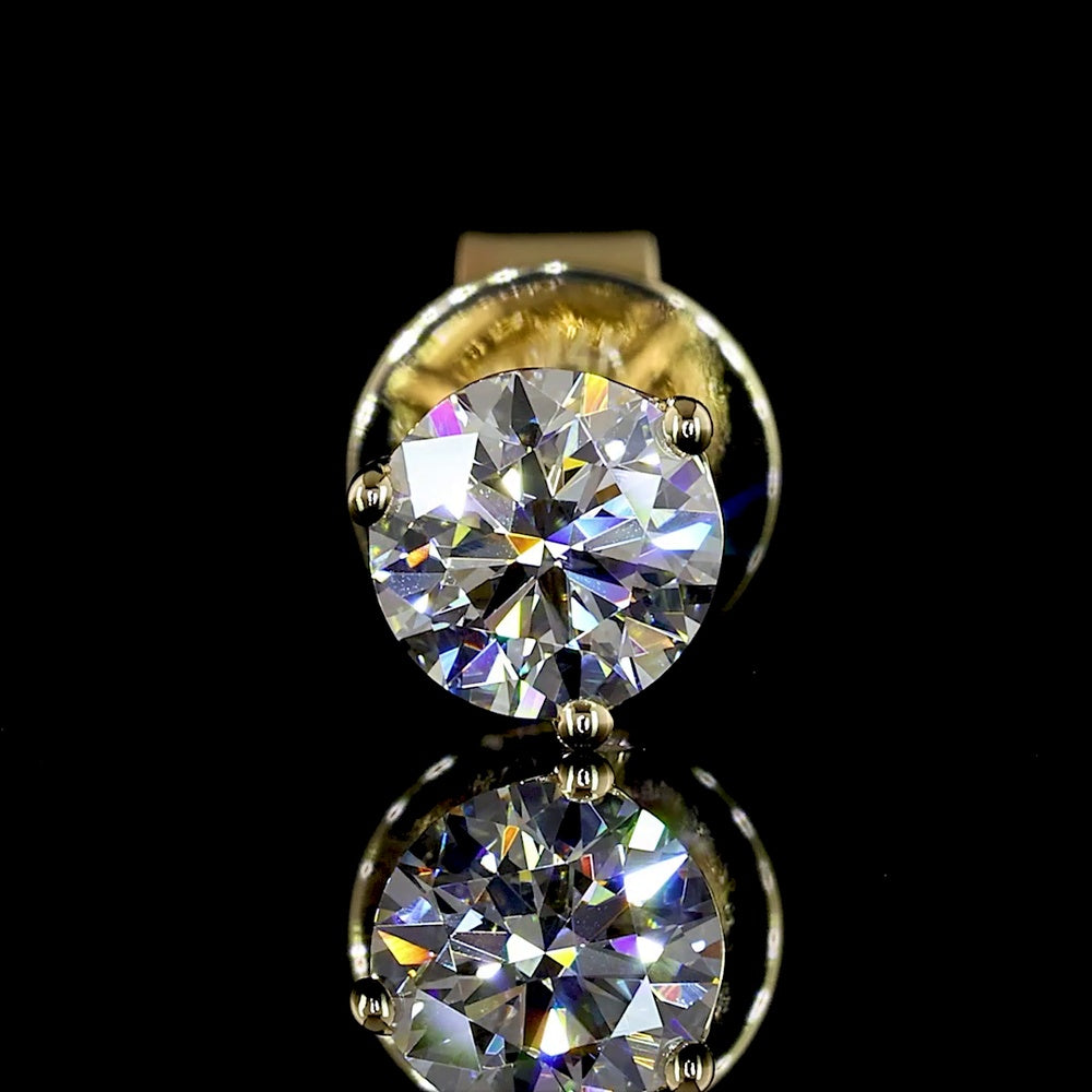 14K Yellow Gold Round Brilliant Cut Martini Stud Earrings with Lab Diamonds - 0.60 Carats Total Diamond Weight (E Color, VS1 Clarity) - Covaloro Fine Jewelry