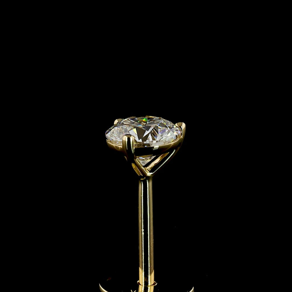 14K Yellow Gold Round Brilliant Cut Martini Stud Earrings with Lab Diamonds - 0.60 Carats Total Diamond Weight (E Color, VS1 Clarity) - Covaloro Fine Jewelry