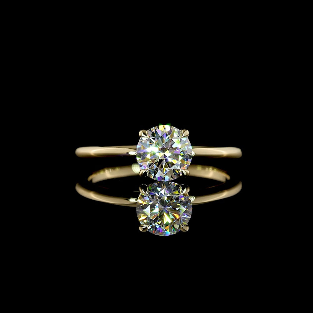 14K Yellow Gold Round Brilliant Cut Solitaire Engagement Ring with 1.02 Carat Lab Grown Diamond - D VVS1 IGI Certified - Covaloro Fine Jewelry
