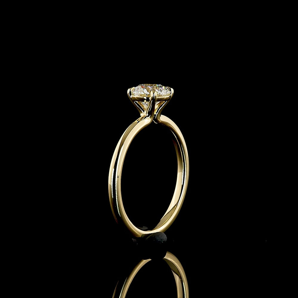 14K Yellow Gold Round Brilliant Cut Solitaire Engagement Ring with 1.02 Carat Lab Grown Diamond - D VVS1 IGI Certified - Covaloro Fine Jewelry