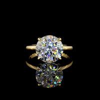 14K Yellow Gold Round Brilliant Cut Solitaire Ring with 5.15 Carat D VVS2 Lab Diamond - IGI Certified - Covaloro Fine Jewelry
