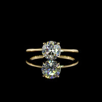 14K Yellow Gold Round Brilliant Cut Solitaire Ring with D VS1 Lab Grown Diamond - 1.25 Carat Total Weight - Covaloro Fine Jewelry