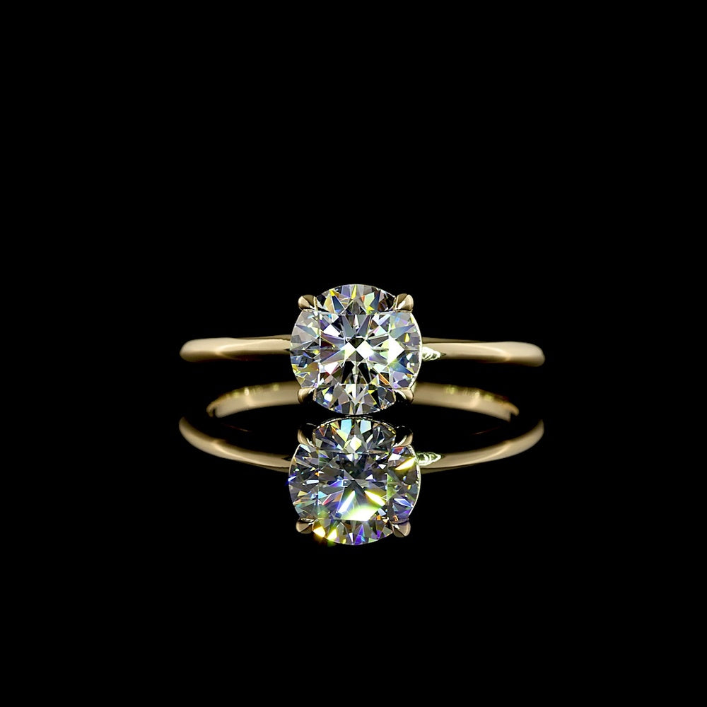 14K Yellow Gold Round Brilliant Cut Solitaire Ring with D VS1 Lab Grown Diamond - 1.25 Carat Total Weight - Covaloro Fine Jewelry