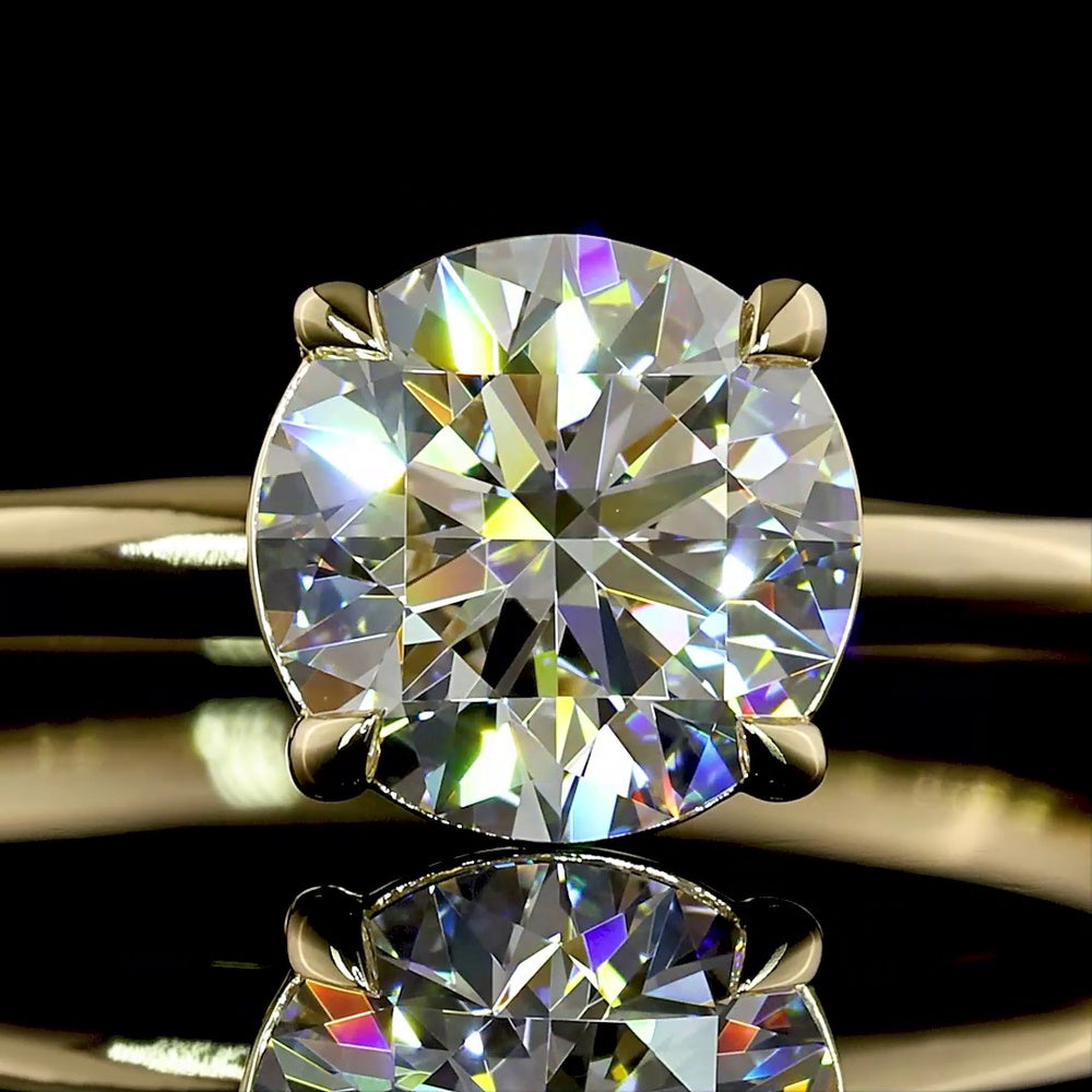 14K Yellow Gold Round Brilliant Cut Solitaire Ring with D VS1 Lab Grown Diamond - 1.25 Carat Total Weight - Covaloro Fine Jewelry