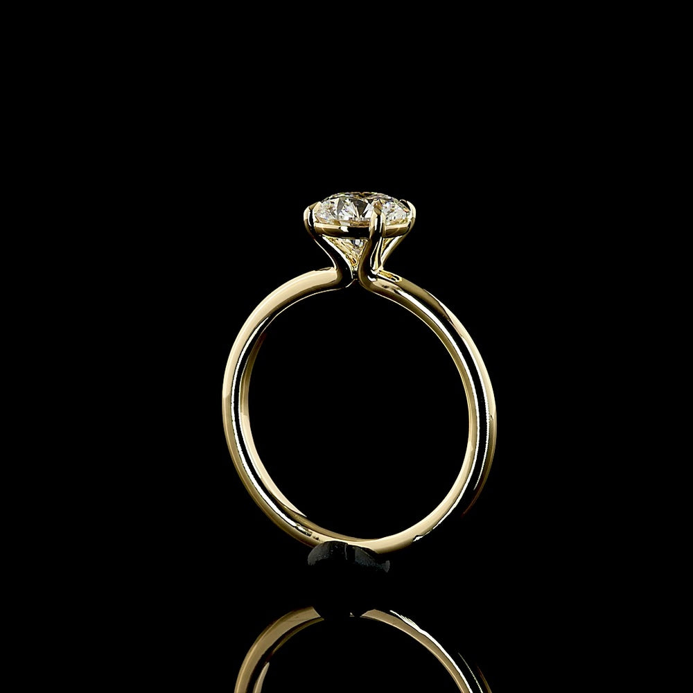 14K Yellow Gold Round Brilliant Cut Solitaire Ring with D VS1 Lab Grown Diamond - 1.25 Carat Total Weight - Covaloro Fine Jewelry