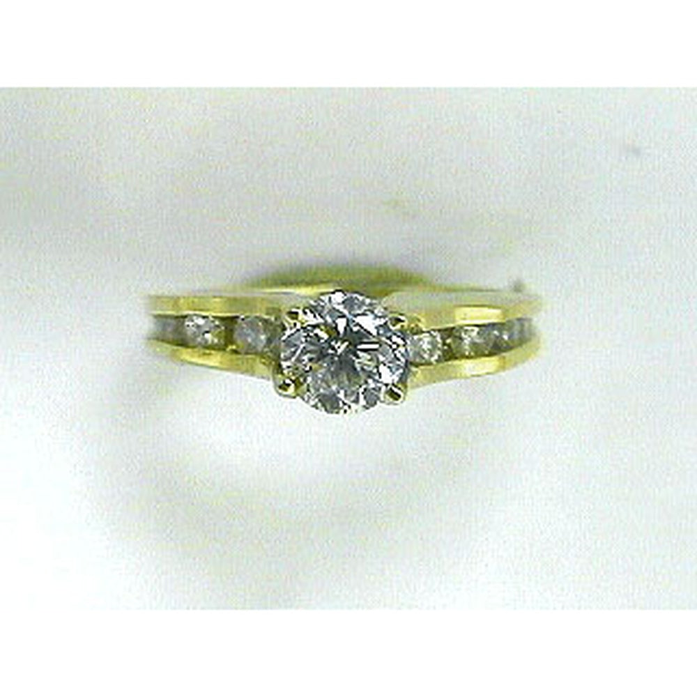 14K Yellow Gold Round Brilliant Diamond Engagement Ring - 0.78 Carat Center with 0.52 Carat Channel-Set Side Stones - Royal Jewelry