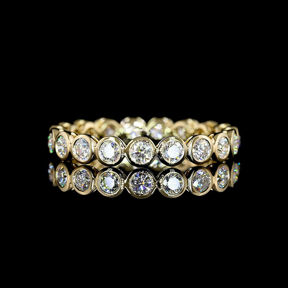 14K Yellow Gold Round Brilliant Eternity Band with Bezel Set Lab Diamonds - 0.89 Total Carat Weight (19 Stones, E-F Color, VS Clarity) - Covaloro Fine Jewelry