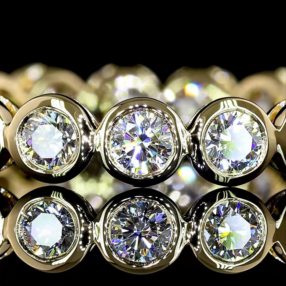 14K Yellow Gold Round Brilliant Eternity Band with Bezel Set Lab Diamonds - 0.89 Total Carat Weight (19 Stones, E-F Color, VS Clarity) - Covaloro Fine Jewelry