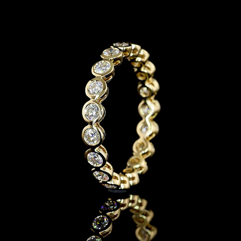 14K Yellow Gold Round Brilliant Eternity Band with Bezel Set Lab Diamonds - 0.89 Total Carat Weight (19 Stones, E-F Color, VS Clarity) - Covaloro Fine Jewelry