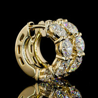 14K Yellow Gold Round Brilliant Huggie Earrings with 8 Lab-Grown Diamonds - 5.03 Carats Total Diamond Weight - Covaloro Fine Jewelry