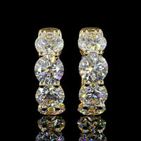 14K Yellow Gold Round Brilliant Huggie Earrings with 8 Lab-Grown Diamonds - 5.03 Carats Total Diamond Weight - Covaloro Fine Jewelry