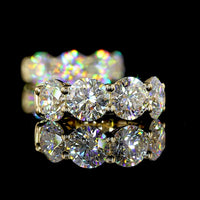 14K Yellow Gold Round Brilliant Huggie Earrings with 8 Lab-Grown Diamonds - 5.03 Carats Total Diamond Weight - Covaloro Fine Jewelry