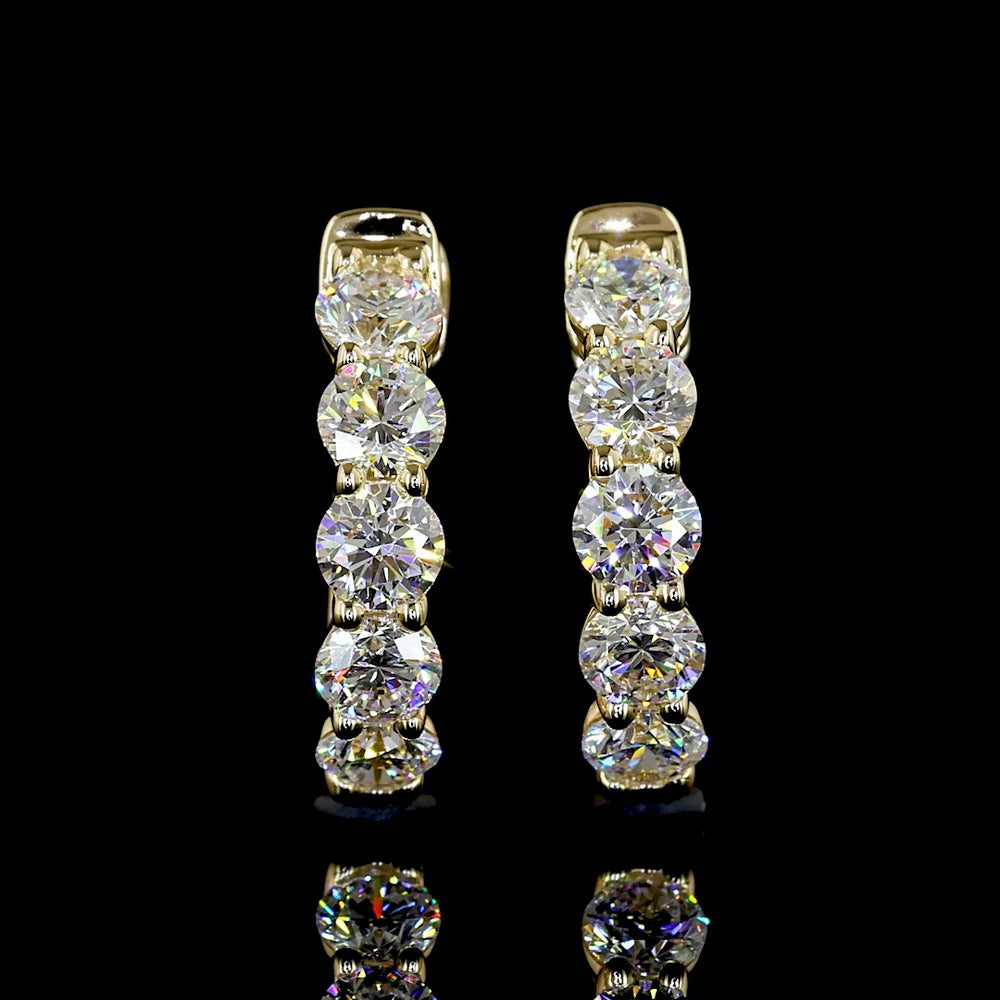 14K Yellow Gold Round Brilliant Huggie Earrings with Prong Set Lab-Grown Diamonds - 1.00 Total Carat Weight (E-F Color, VS Clarity) - Covaloro Fine Jewelry