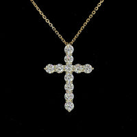 14K Yellow Gold Round Brilliant Lab Diamond Cross Pendant - 1.00 Carat Total Weight, 11 Stones E-F VS1 - Covaloro Fine Jewelry