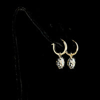 14K Yellow Gold Round Brilliant Lab Diamond Hanging Earrings with Black Rhodium Accents - 3.07 Carat Total Weight - Covaloro Fine Jewelry