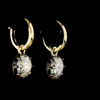 14K Yellow Gold Round Brilliant Lab Diamond Hanging Earrings with Black Rhodium Accents - 3.07 Carat Total Weight - Covaloro Fine Jewelry