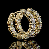 14K Yellow Gold Round Brilliant Lab Diamond Huggie Earrings with Prong Setting - 1.93 Total Carat Weight - Covaloro Fine Jewelry