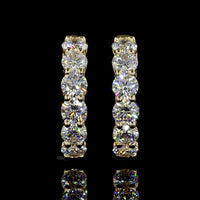 14K Yellow Gold Round Brilliant Lab Diamond Huggie Earrings with Prong Setting - 1.93 Total Carat Weight - Covaloro Fine Jewelry
