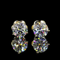 14K Yellow Gold Round Brilliant Lab Diamond Stud Earrings - 2.00 Carat Total Weight, D VS1 Color & Clarity - Covaloro Fine Jewelry