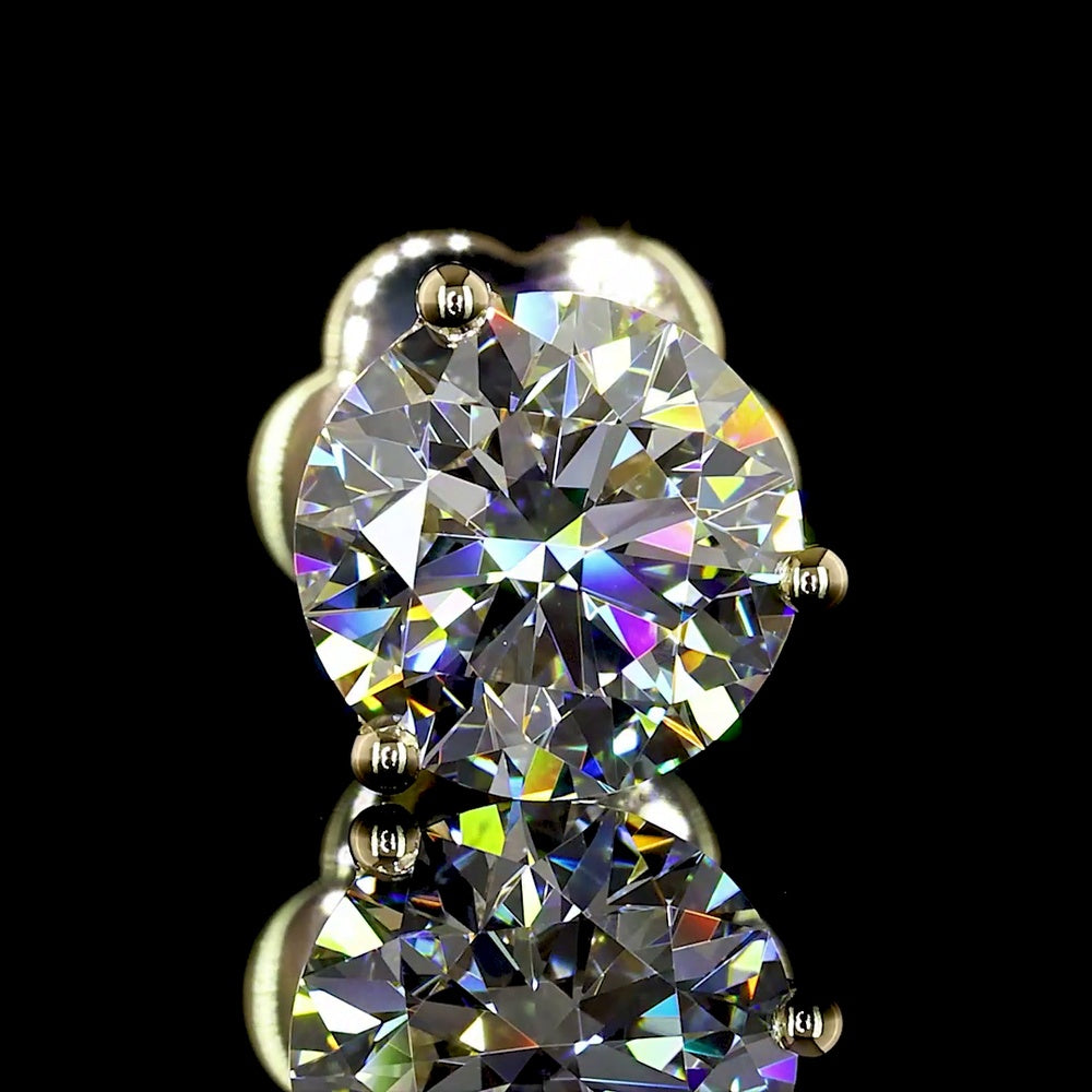 14K Yellow Gold Round Brilliant Lab Diamond Stud Earrings - 2.00 Carat Total Weight, D VS1 Color & Clarity - Covaloro Fine Jewelry