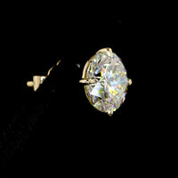 14K Yellow Gold Round Brilliant Lab Diamond Stud Earrings - 5.01 Carat Total Weight, E-F VS1 - Covaloro Fine Jewelry
