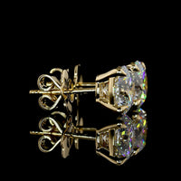 14K Yellow Gold Round Brilliant Lab Diamond Stud Earrings with 4-Prong Setting - 3.05 Carat Total Weight (D VVS Certification) - Covaloro Fine Jewelry