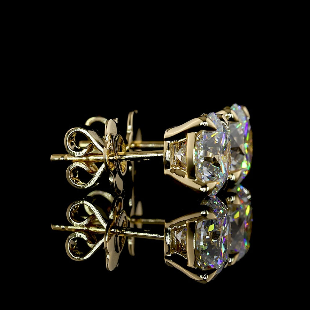 14K Yellow Gold Round Brilliant Lab Diamond Stud Earrings with 4-Prong Setting - 3.05 Carat Total Weight (D VVS Certification) - Covaloro Fine Jewelry