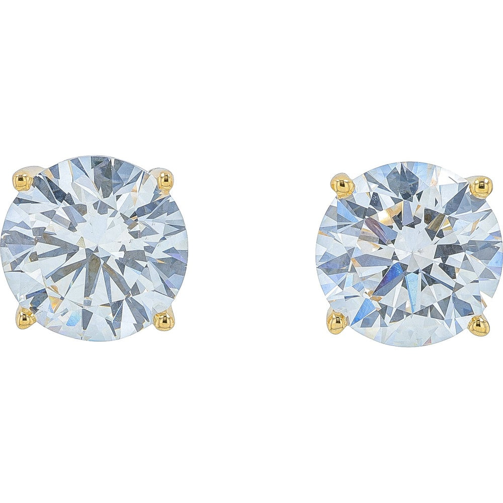 14K Yellow Gold Round Brilliant Lab Grown Diamond Stud Earrings - 3.00 Carat Total Diamond Weight