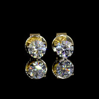 14K Yellow Gold Round Brilliant Martini Stud Earrings with Lab Diamonds - 0.49 Carat Total Weight, E-F Color VS1 Clarity - Covaloro Fine Jewelry