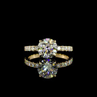 14K Yellow Gold Round Brilliant Solitaire Engagement Ring with Diamond Accented Shank - 2.47 Carat Total Weight Lab Grown Diamonds (E Color, VVS2 Clarity) - IGI Certified - Covaloro Fine Jewelry