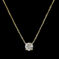 14K Yellow Gold Round Brilliant Solitaire Pendant with 1.01 Carat Lab Grown D VS1 Diamond - Covaloro Fine Jewelry