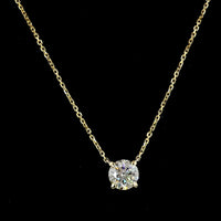 14K Yellow Gold Round Brilliant Solitaire Pendant with 2.01 Carat Lab-Grown Diamond - E-F Color, VS1 Clarity - Covaloro Fine Jewelry