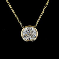 14K Yellow Gold Round Brilliant Solitaire Pendant with Bezel Set Lab Diamond - 6.04 Carat Total Weight, IGI Certified E-F Color VS1 Clarity - Covaloro Fine Jewelry
