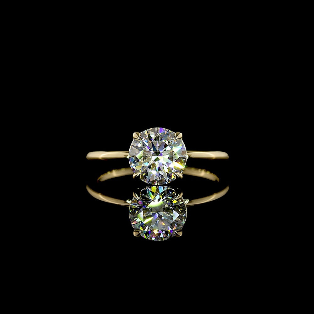 14K Yellow Gold Round Brilliant Solitaire Ring with 1.72 Carat Lab Grown E VVS2 Diamond - IGI Certified - Covaloro Fine Jewelry