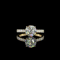14K Yellow Gold Round Brilliant Solitaire Ring with 2.02 Carat Main D VVS2 Lab Diamond and 0.67 Carat Accent Diamonds - 2.69 Total Carat Weight - Covaloro Fine Jewelry