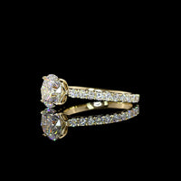 14K Yellow Gold Round Brilliant Solitaire Ring with 2.02 Carat Main D VVS2 Lab Diamond and 0.67 Carat Accent Diamonds - 2.69 Total Carat Weight - Covaloro Fine Jewelry