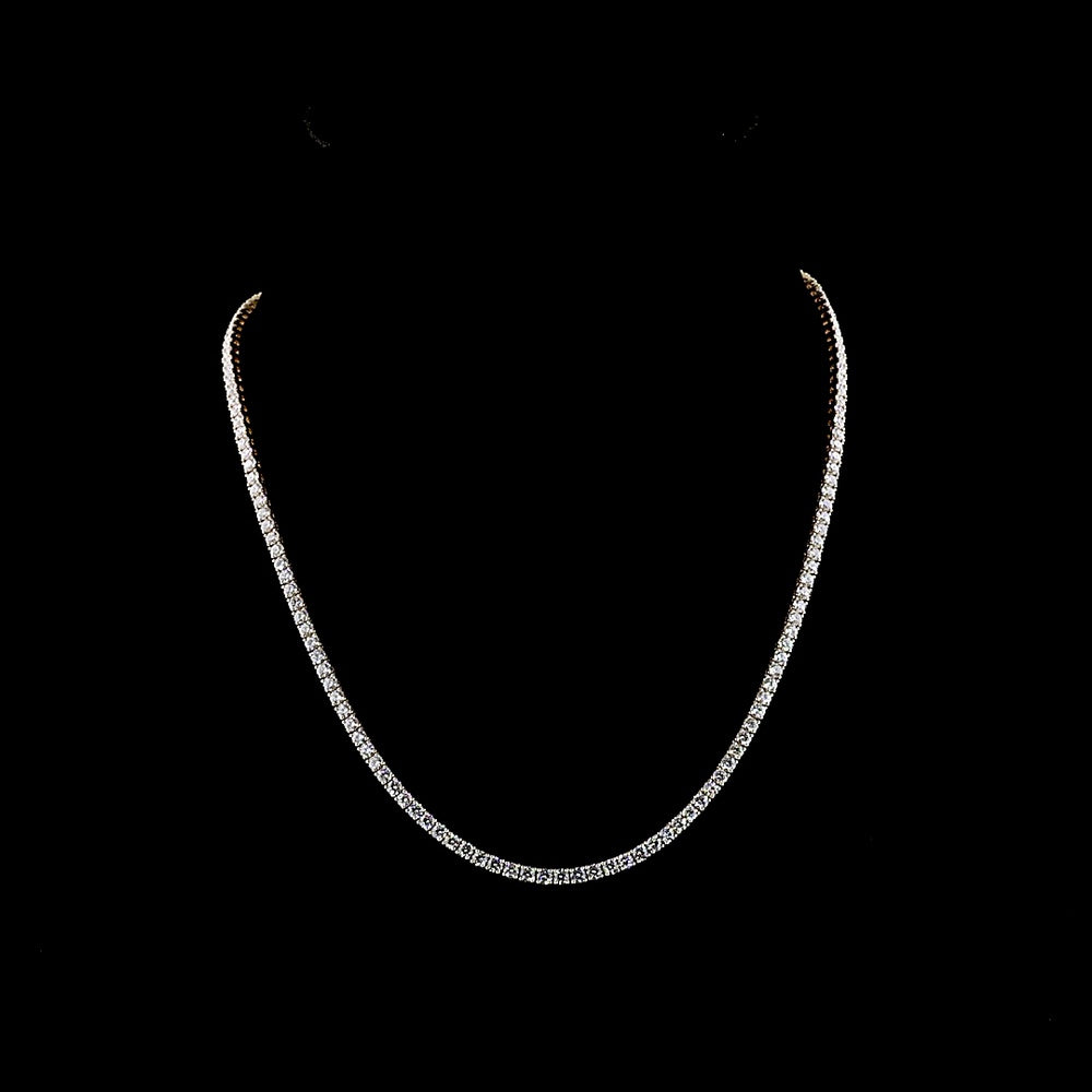 14K Yellow Gold Round Brilliant Tennis Necklace with 157 Prong-Set Lab Diamonds - 8.05 Carat Total Weight, E-F Color VS1 Clarity - Covaloro Fine Jewelry