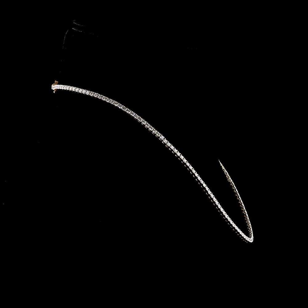 14K Yellow Gold Round Brilliant Tennis Necklace with 157 Prong-Set Lab Diamonds - 8.05 Carat Total Weight, E-F Color VS1 Clarity - Covaloro Fine Jewelry